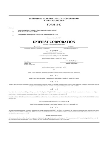 Thumbnail UniFirst 10-K Annual Report 