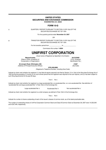 Vorschaubild UniFirst 10-Q Quartalsbericht  