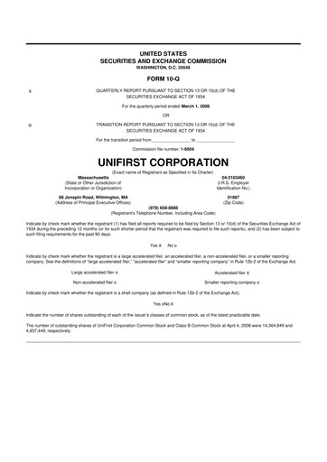 Vorschaubild UniFirst 10-Q Quartalsbericht  