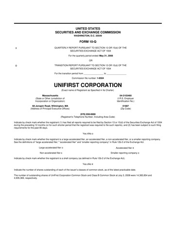 Vorschaubild UniFirst 10-Q Quartalsbericht  