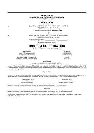 Vorschaubild UniFirst 10-Q Quartalsbericht  
