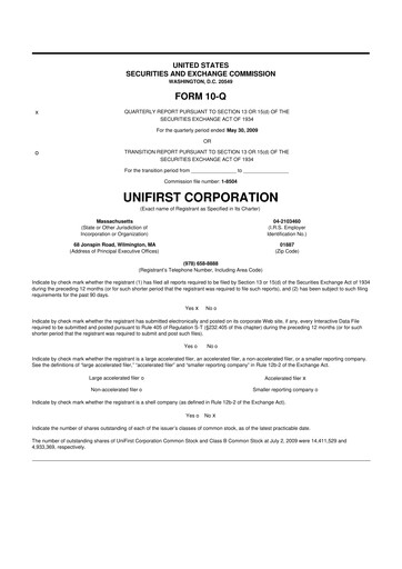 Vorschaubild UniFirst 10-Q Quartalsbericht  
