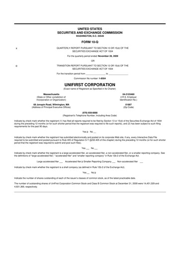 Vorschaubild UniFirst 10-Q Quartalsbericht  