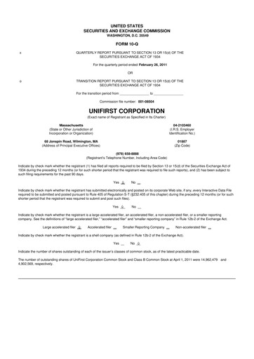 Vorschaubild UniFirst 10-Q Quartalsbericht  