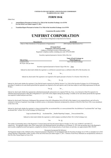 Thumbnail UniFirst 10-K Annual Report 