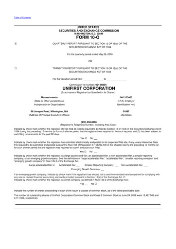 Vorschaubild UniFirst 10-Q Quartalsbericht 2018 