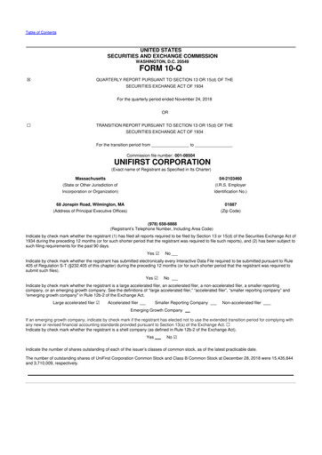 Vorschaubild UniFirst 10-Q Quartalsbericht 2019 