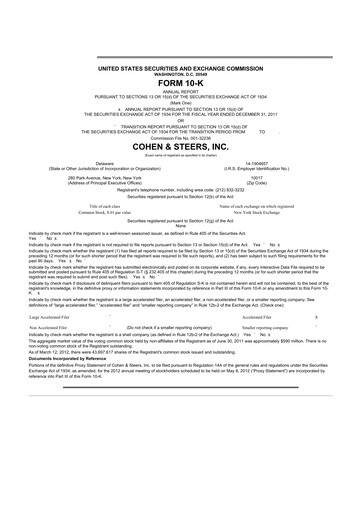 Thumbnail Cohen & Steers 10-K Annual Report 2011