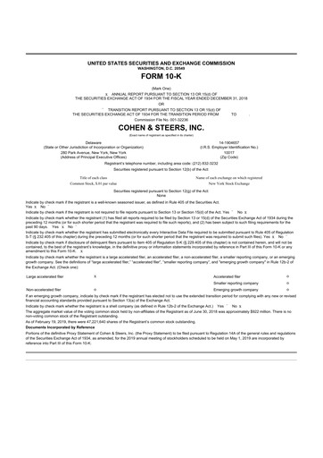 Thumbnail Cohen & Steers 10-K Annual Report 2018