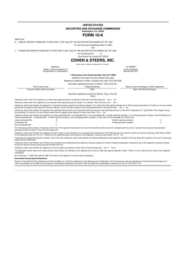 Thumbnail Cohen & Steers 10-K Annual Report 