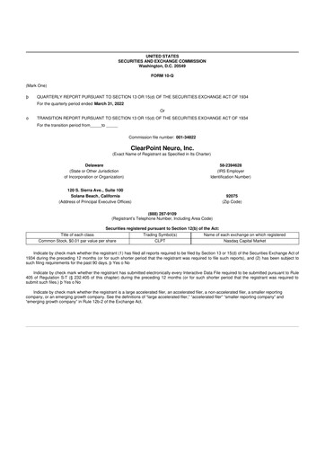 Miniature ClearPoint Neuro 10-Q Rapport trimestriel 2022 