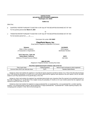 Miniature ClearPoint Neuro 10-Q Rapport trimestriel 2024 