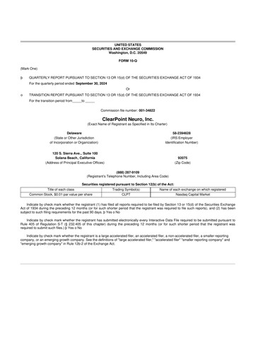 Miniature ClearPoint Neuro 10-Q Rapport trimestriel 2024 