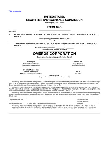 Thumbnail Omeros Corporation 10-Q Quarterly Report FY2014 