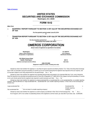 Thumbnail Omeros Corporation 10-Q Quarterly Report FY2014 
