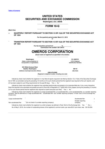 Thumbnail Omeros Corporation 10-Q Quarterly Report FY2016 