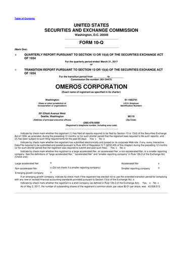 Thumbnail Omeros Corporation 10-Q Quarterly Report FY2017 