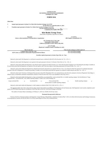 Thumbnail Kite Realty 10-K Annual Report 2013