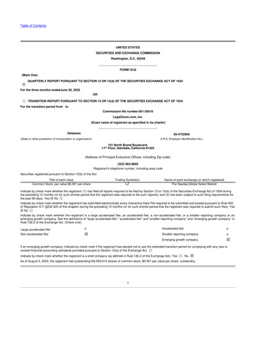 Thumbnail LegalZoom 10-Q Quarterly Report FY2022 