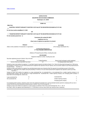 Thumbnail LegalZoom 10-Q Quarterly Report FY2023 
