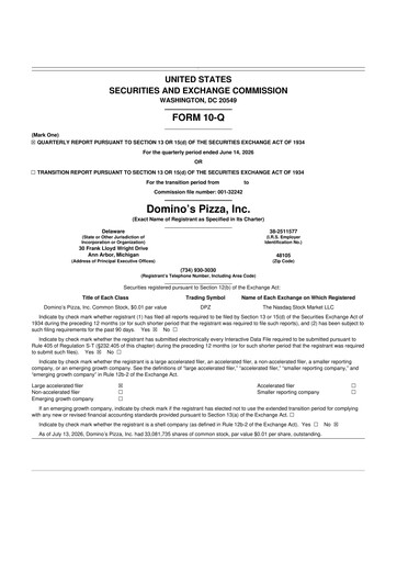 Thumbnail Domino's Pizza 10-Q Quarterly Report FY2026 