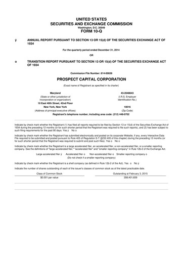 Thumbnail Prospect Capital 10-Q Quarterly Report FY 