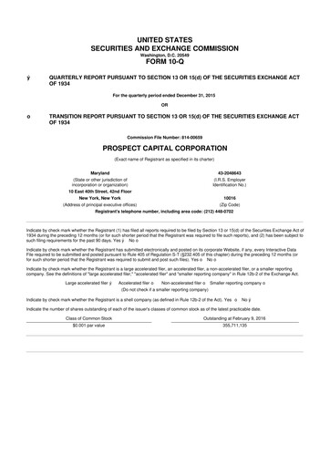 Thumbnail Prospect Capital 10-Q Quarterly Report FY 