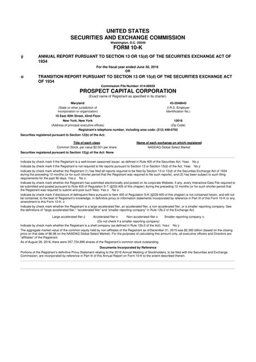 Miniature Prospect Capital 10-K Rapport annuel 