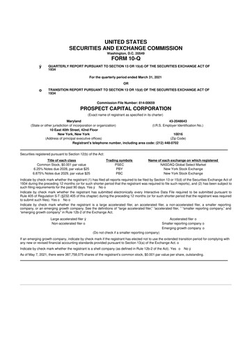 Thumbnail Prospect Capital 10-Q Quarterly Report FY 