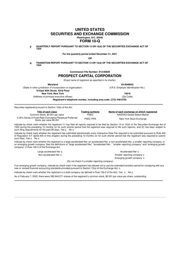 Thumbnail Prospect Capital 10-Q Quarterly Report FY 