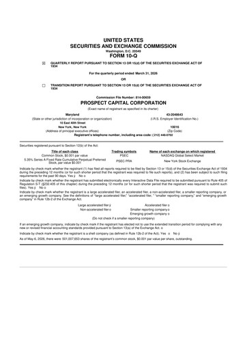 Thumbnail Prospect Capital 10-Q Quarterly Report FY 