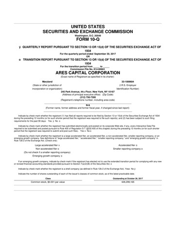 Thumbnail Ares Capital
 10-Q Quarterly Report FY 