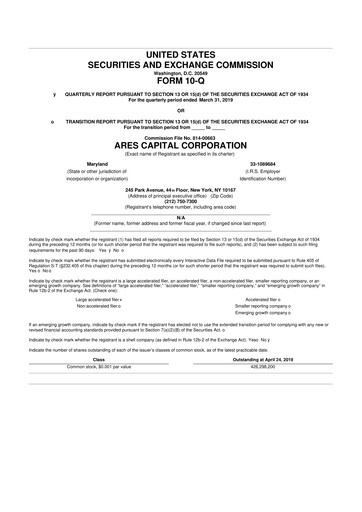 Thumbnail Ares Capital
 10-Q Quarterly Report FY 