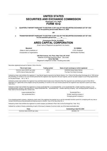 Thumbnail Ares Capital
 10-Q Quarterly Report FY 
