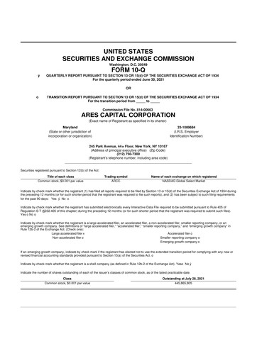 Thumbnail Ares Capital
 10-Q Quarterly Report FY 