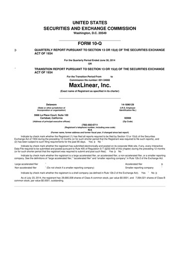 Thumbnail MaxLinear 10-Q Quarterly Report FY2014 