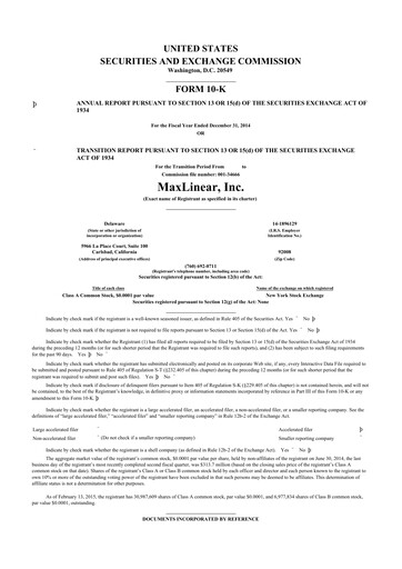 Thumbnail MaxLinear 10-K Annual Report 2014