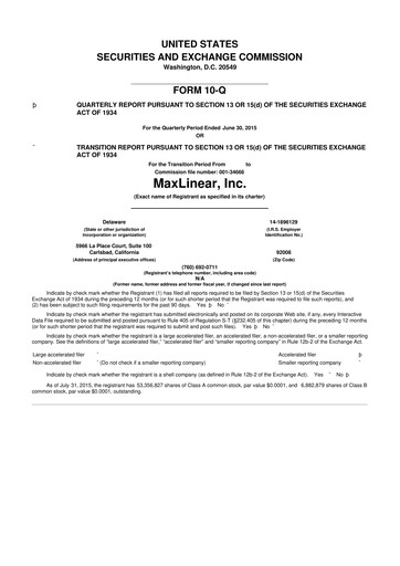 Thumbnail MaxLinear 10-Q Quarterly Report FY2015 