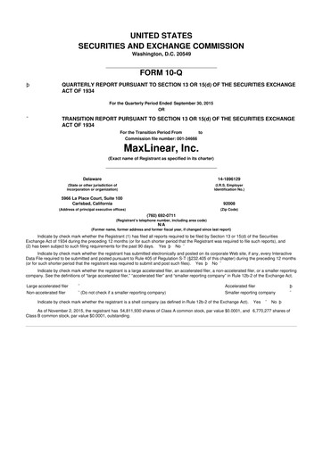 Thumbnail MaxLinear 10-Q Quarterly Report FY2015 