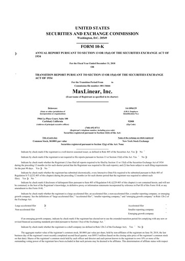 Thumbnail MaxLinear 10-K Annual Report 2018