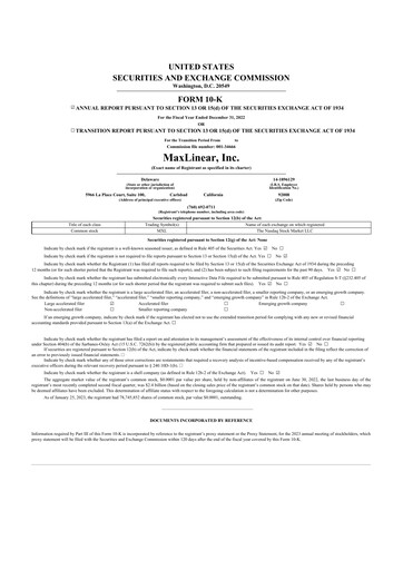 Thumbnail MaxLinear 10-K Annual Report 2022