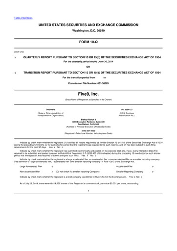 Miniature Five9 10-Q Rapport trimestriel 2014 