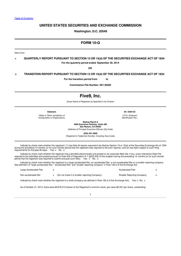 Miniature Five9 10-Q Rapport trimestriel 2014 