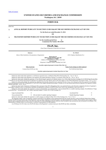 Thumbnail Five9 10-K Annual Report 2014