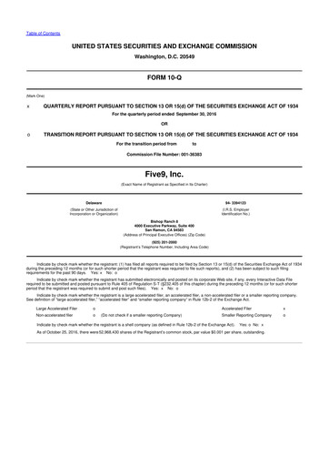 Miniature Five9 10-Q Rapport trimestriel 2016 
