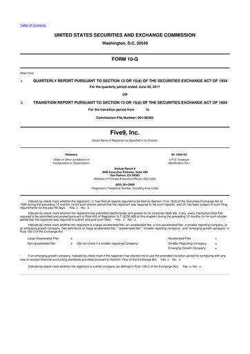 Miniature Five9 10-Q Rapport trimestriel 2017 