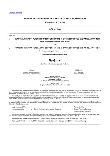 Miniature Five9 10-Q Rapport trimestriel 2018 