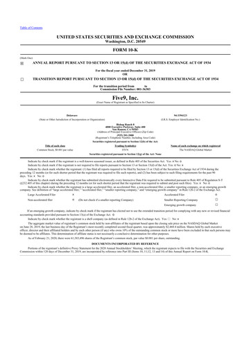 Thumbnail Five9 10-K Annual Report 2019