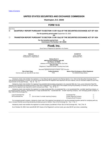 Miniature Five9 10-Q Rapport trimestriel 2020 