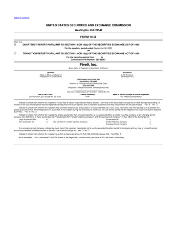Miniature Five9 10-Q Rapport trimestriel 2022 